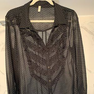 Free People Sheer Polka Dot Blouse